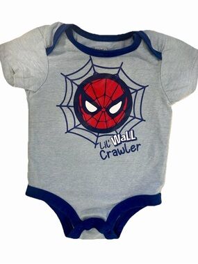 Marvel Light Blue Baby Onesie with Navy Trim